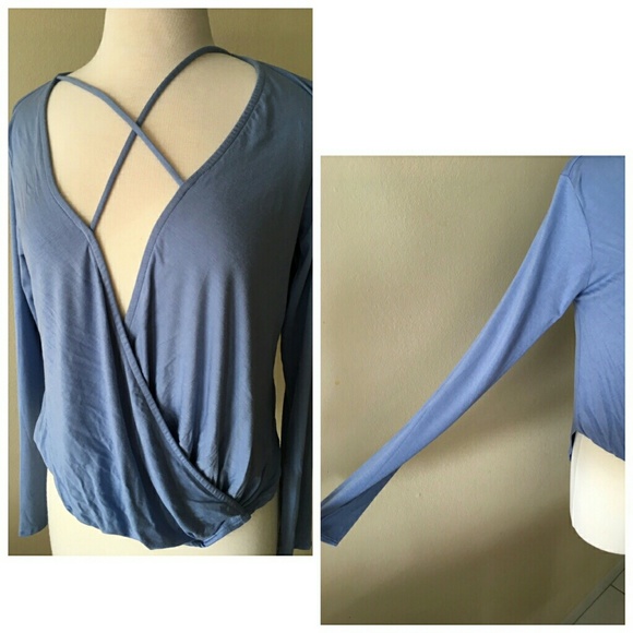 FRANCESCA'S OXFORD BLUE WOMEN BLOUSE TOP - Picture 4 of 4